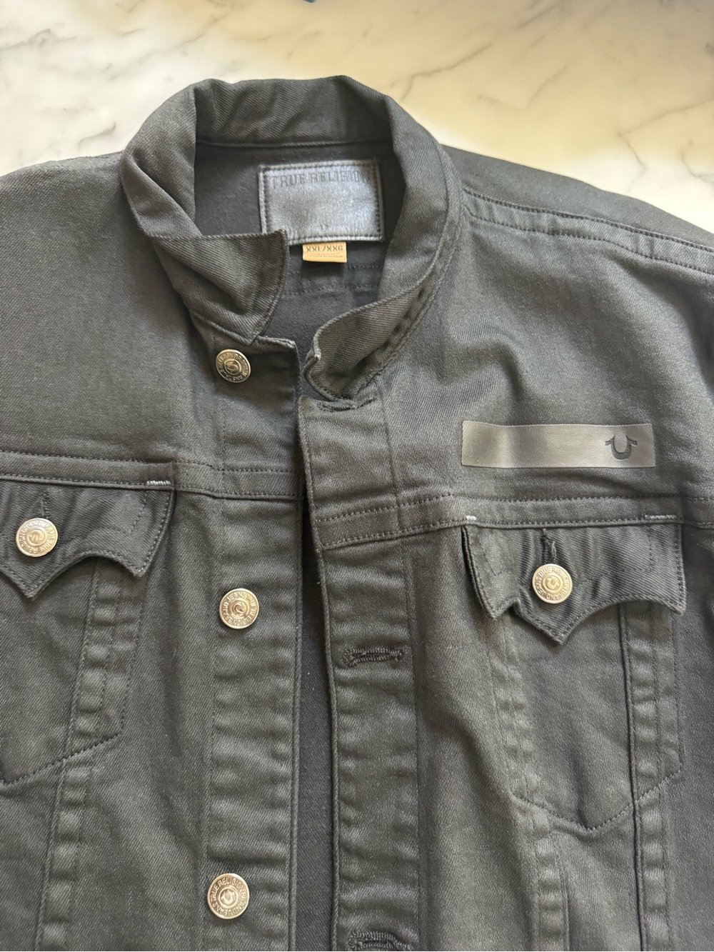 True Religion Men's Black Stand-Collar Shirt Jacket - Picture 3 of 3